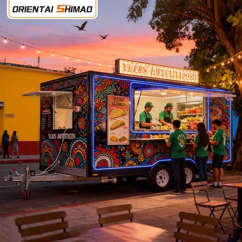 Mobiili Catering Trailer Street Food Hot Dog Cart Täysin varusteltu ruokaperävaunu Food Truck